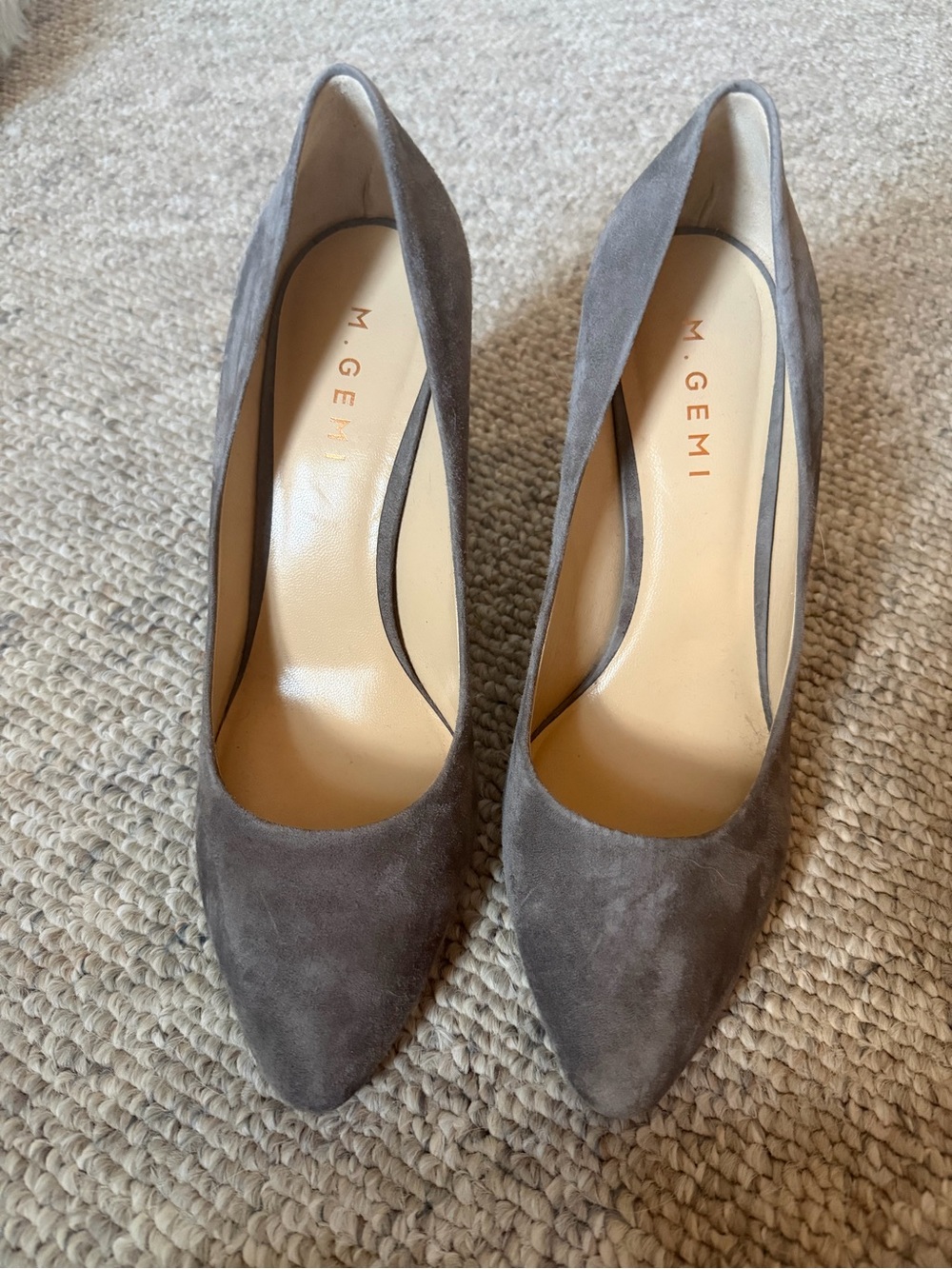 M. Gemi Slate Gray Suede Pointed-Toe Pumps